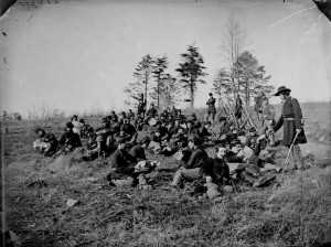 Soldiers at rest after drill, Petersburg
